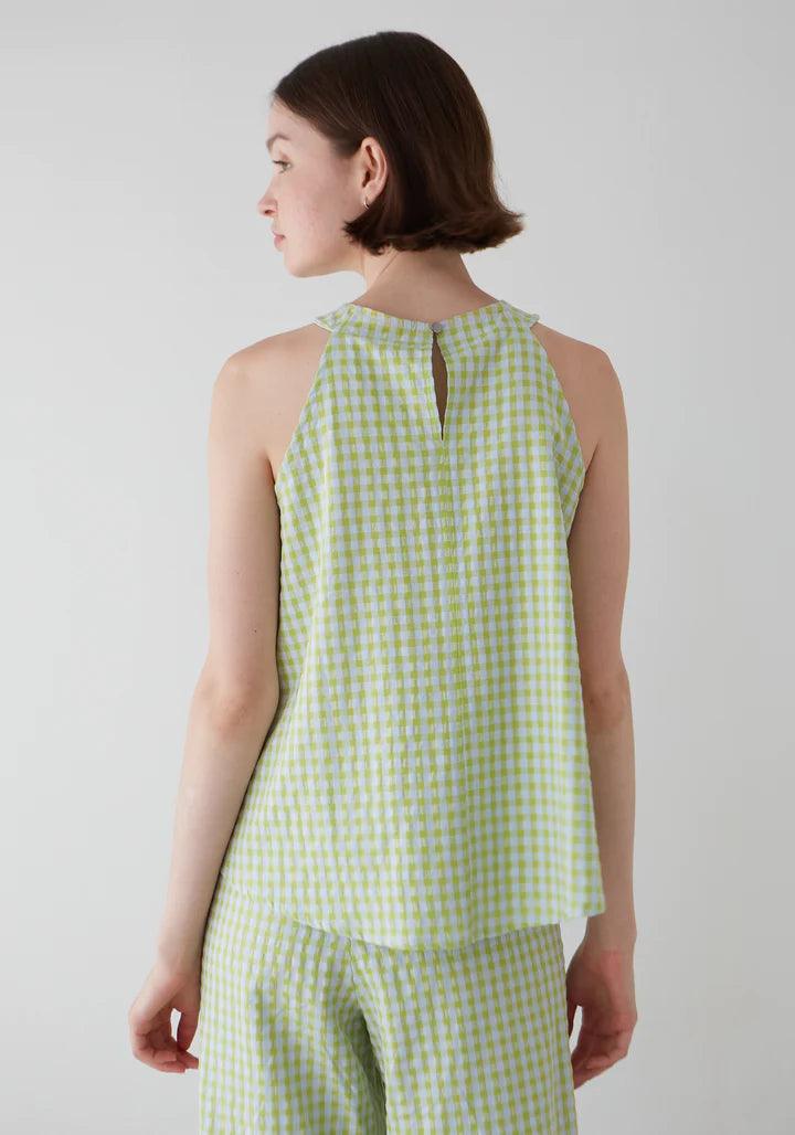 Top Dr Bloom Pool Halter Vichy Verde - ECRU