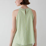 Top Dr Bloom Pool Halter Vichy Verde - ECRU