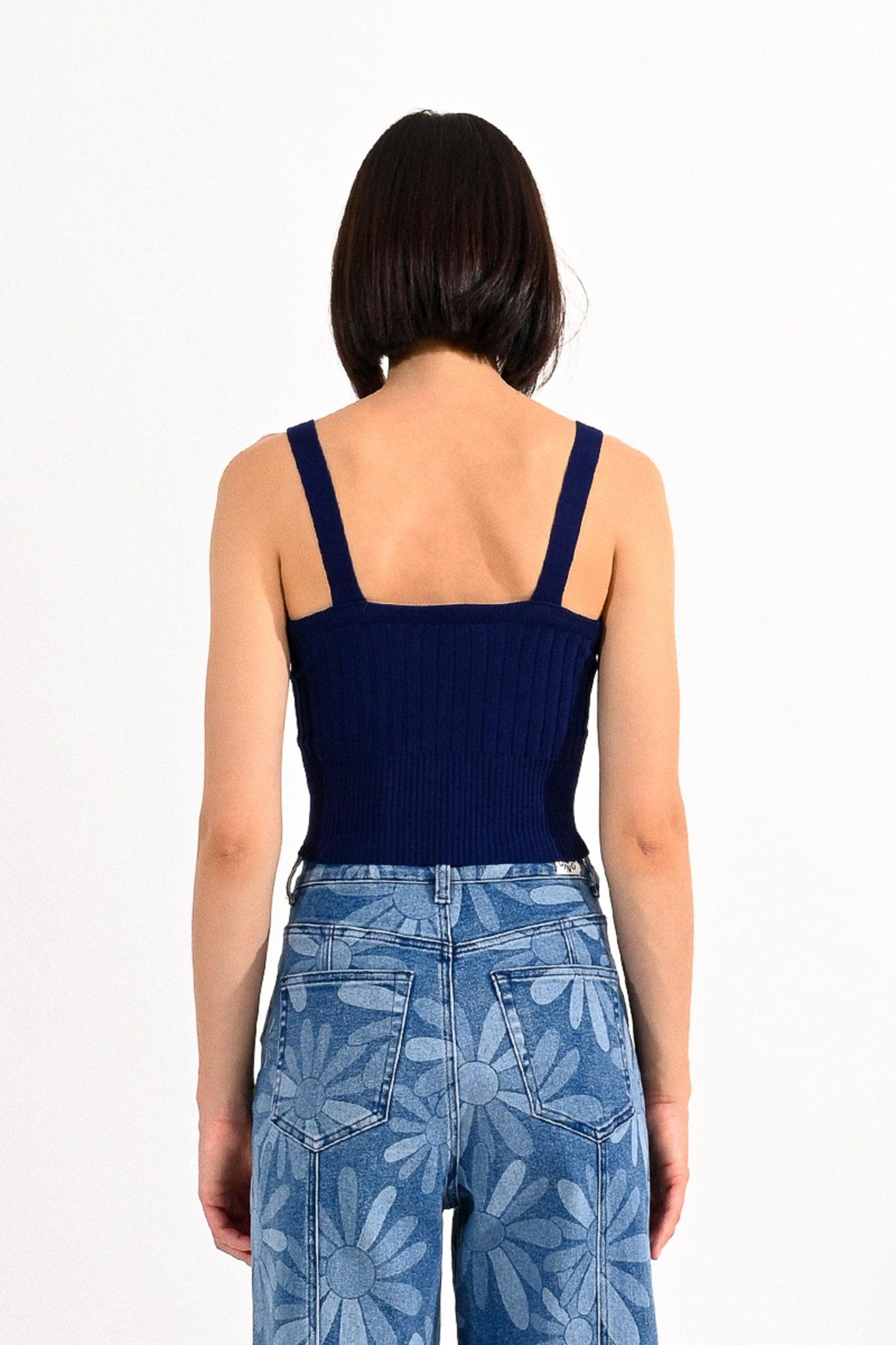 Top Lili Sidonio de Punto Navy - ECRU