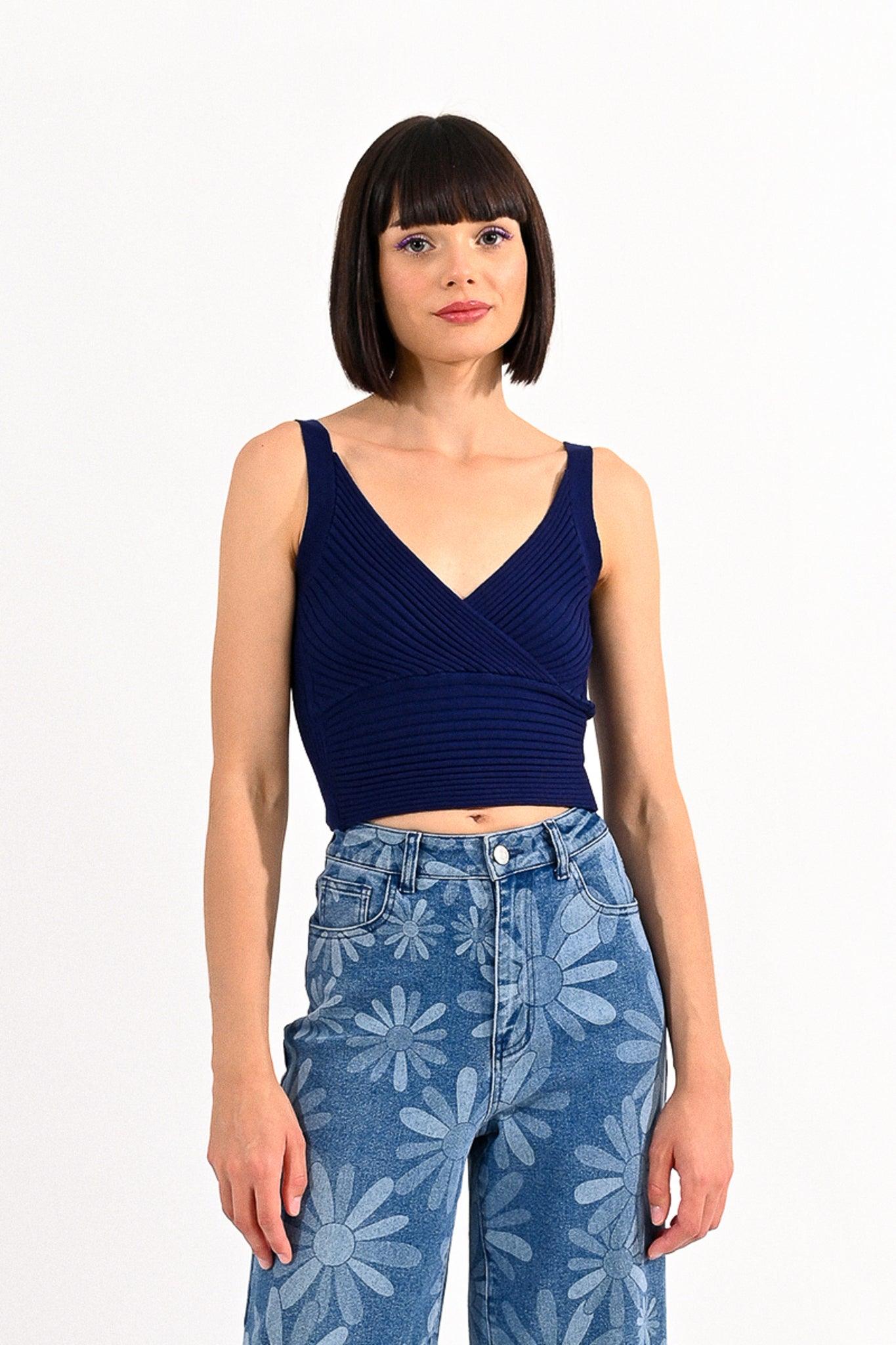 Top Lili Sidonio de Punto Navy - ECRU