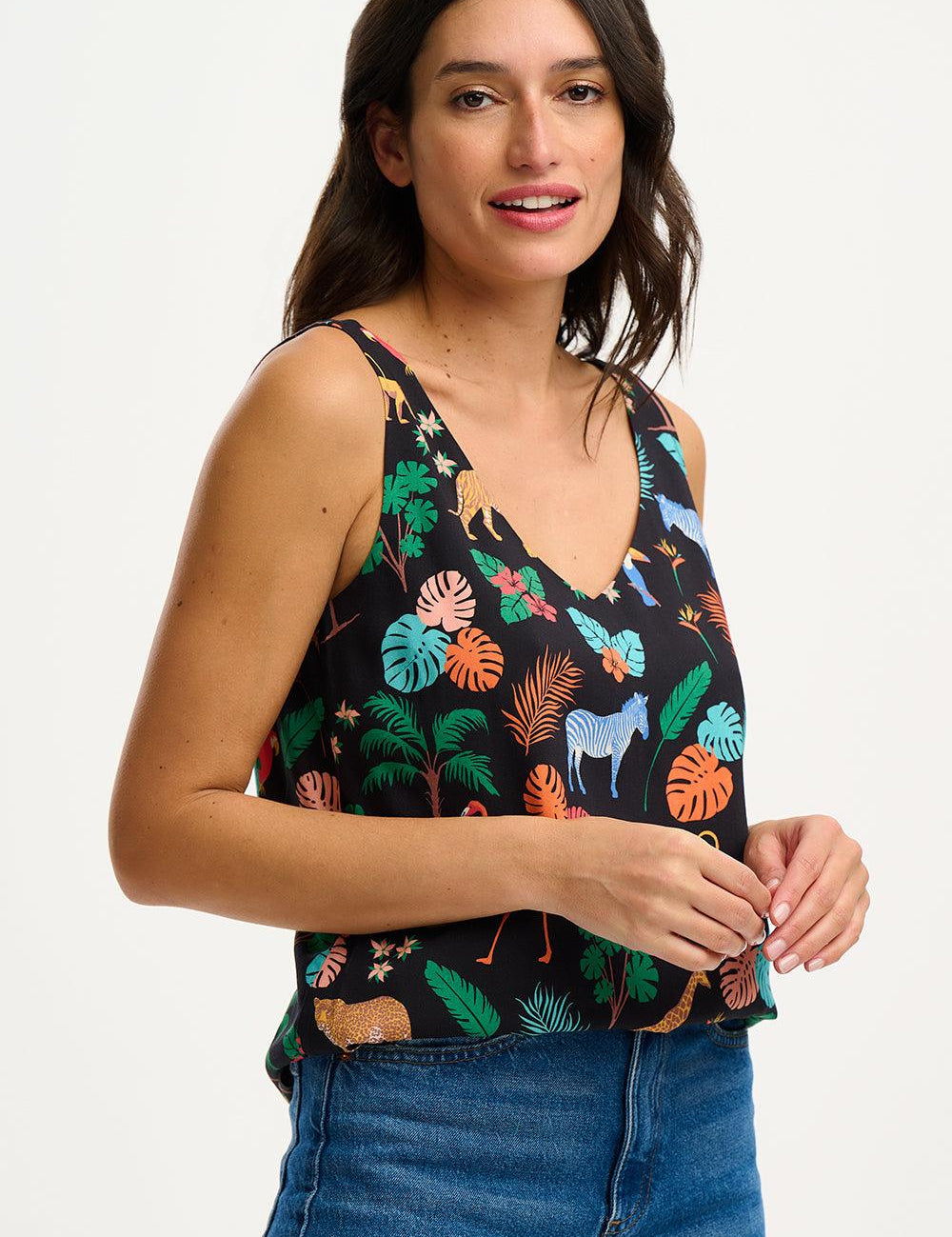 Top Sugarhill Romy Black Tropical Safari - ECRU