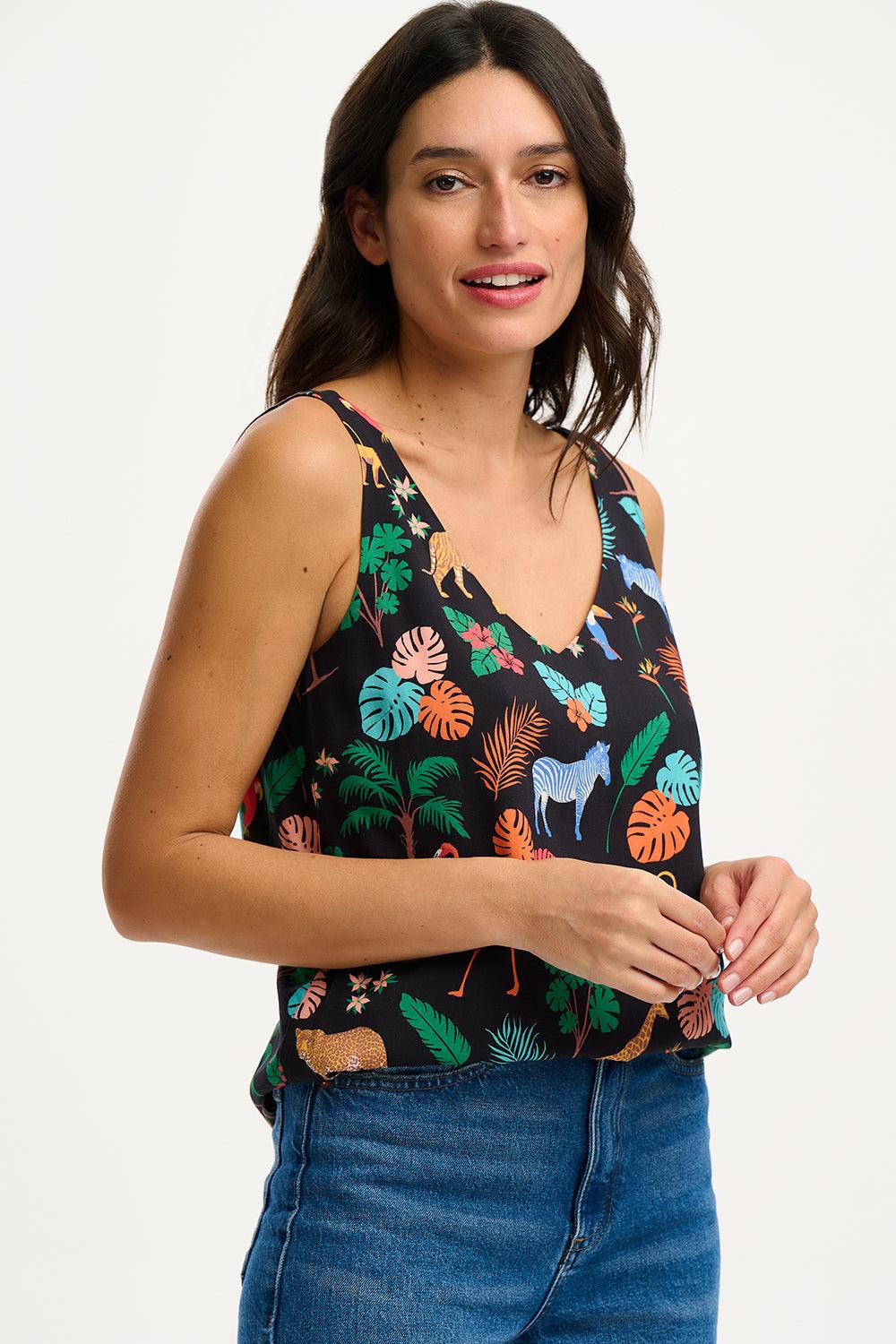 Top Sugarhill Romy Black Tropical Safari - ECRU