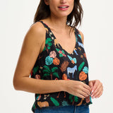 Top Sugarhill Romy Black Tropical Safari - ECRU