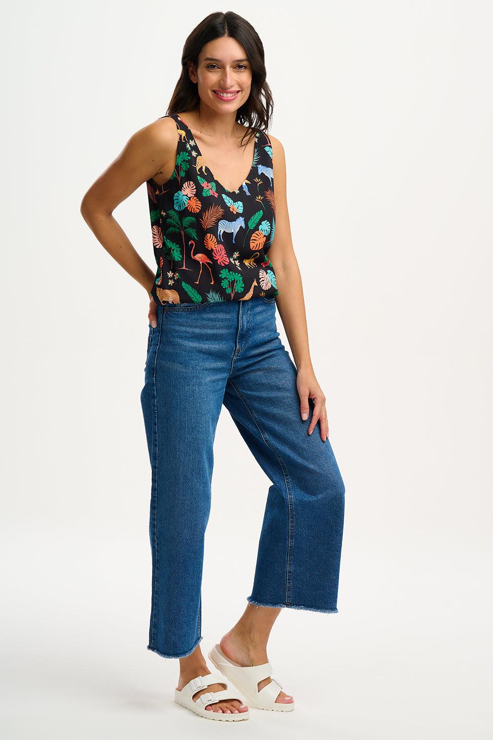 Top Sugarhill Romy Black Tropical Safari - ECRU