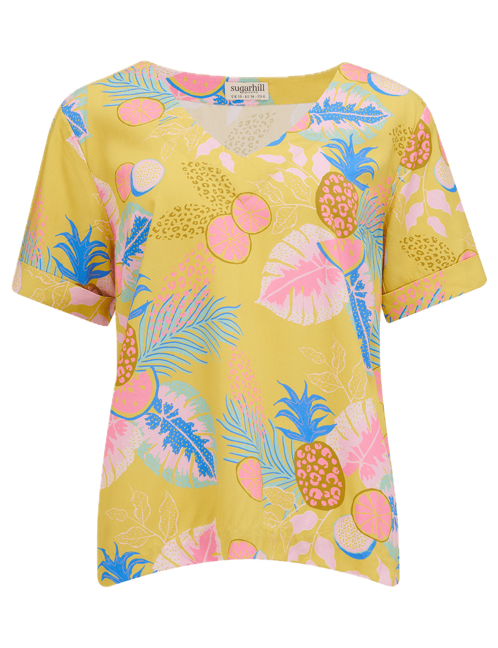 Top Sugarhill Rosalie Yellow Tropical Fruits - ECRU