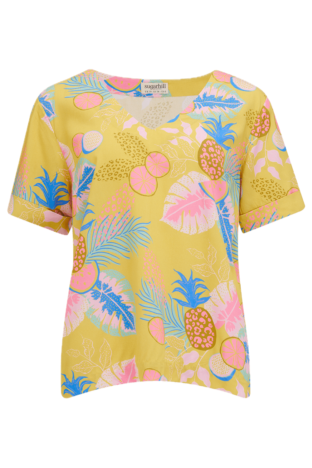 Top Sugarhill Rosalie Yellow Tropical Fruits - ECRU