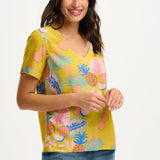 Top Sugarhill Rosalie Yellow Tropical Fruits - ECRU