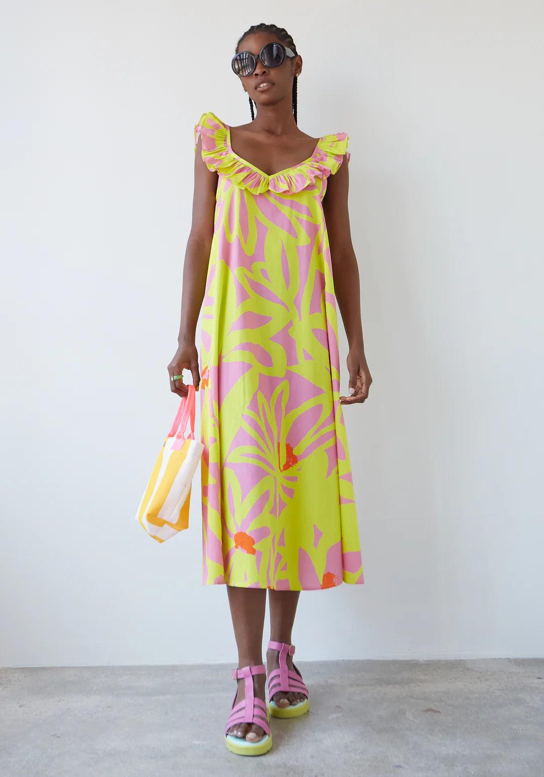 Vestido Dr Bloom Parra Flores Amarillo - ECRU