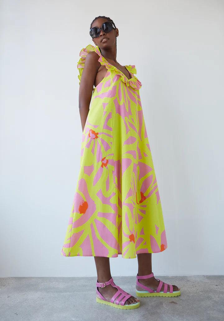 Vestido Dr Bloom Parra Flores Amarillo - ECRU