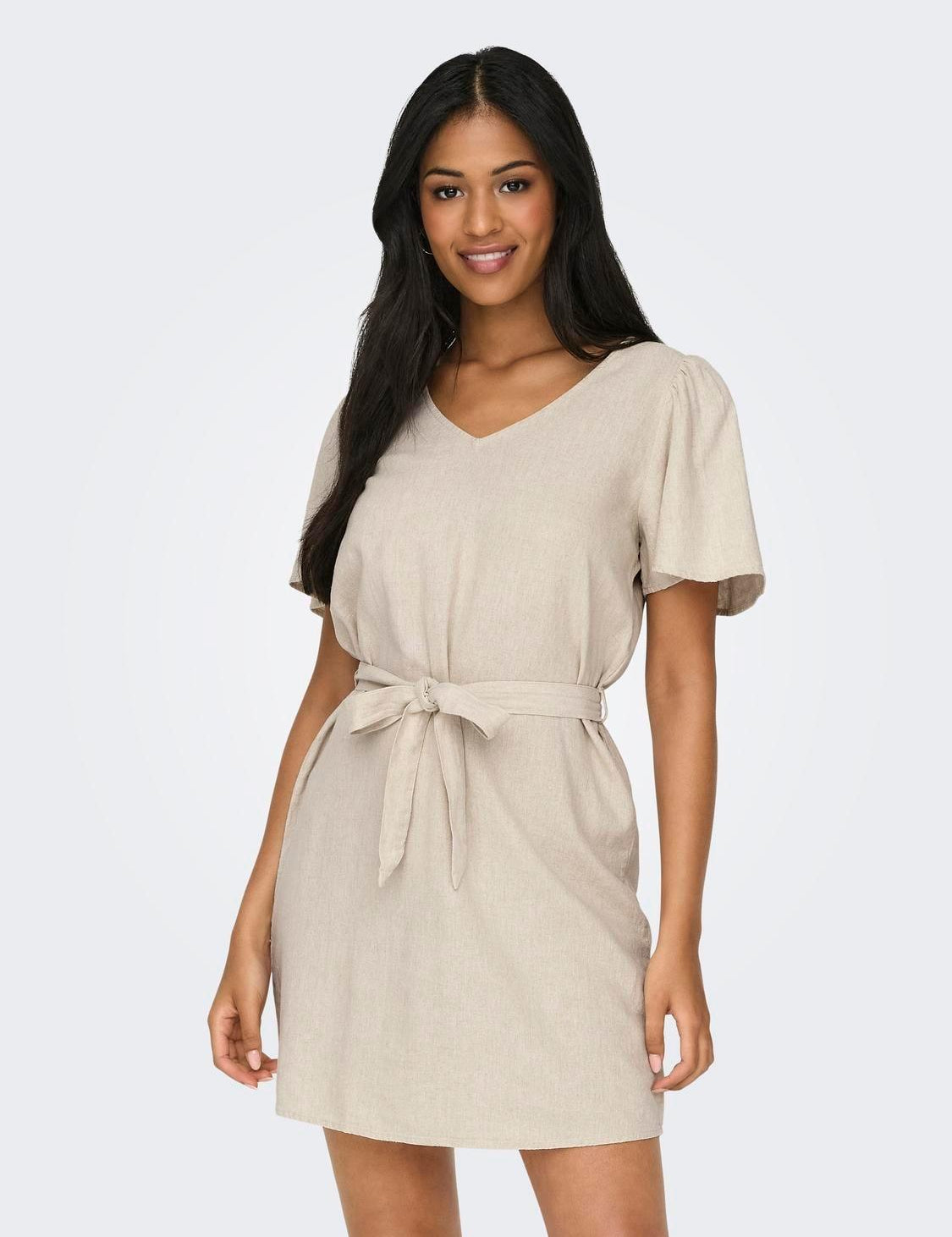 Vestido JDY Say Lino Oatmeal - ECRU