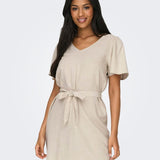 Vestido JDY Say Lino Oatmeal - ECRU