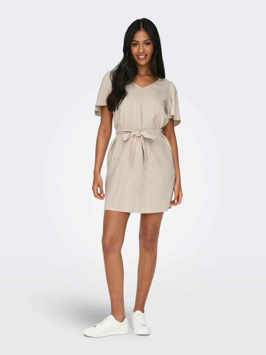 Vestido JDY Say Lino Oatmeal - ECRU