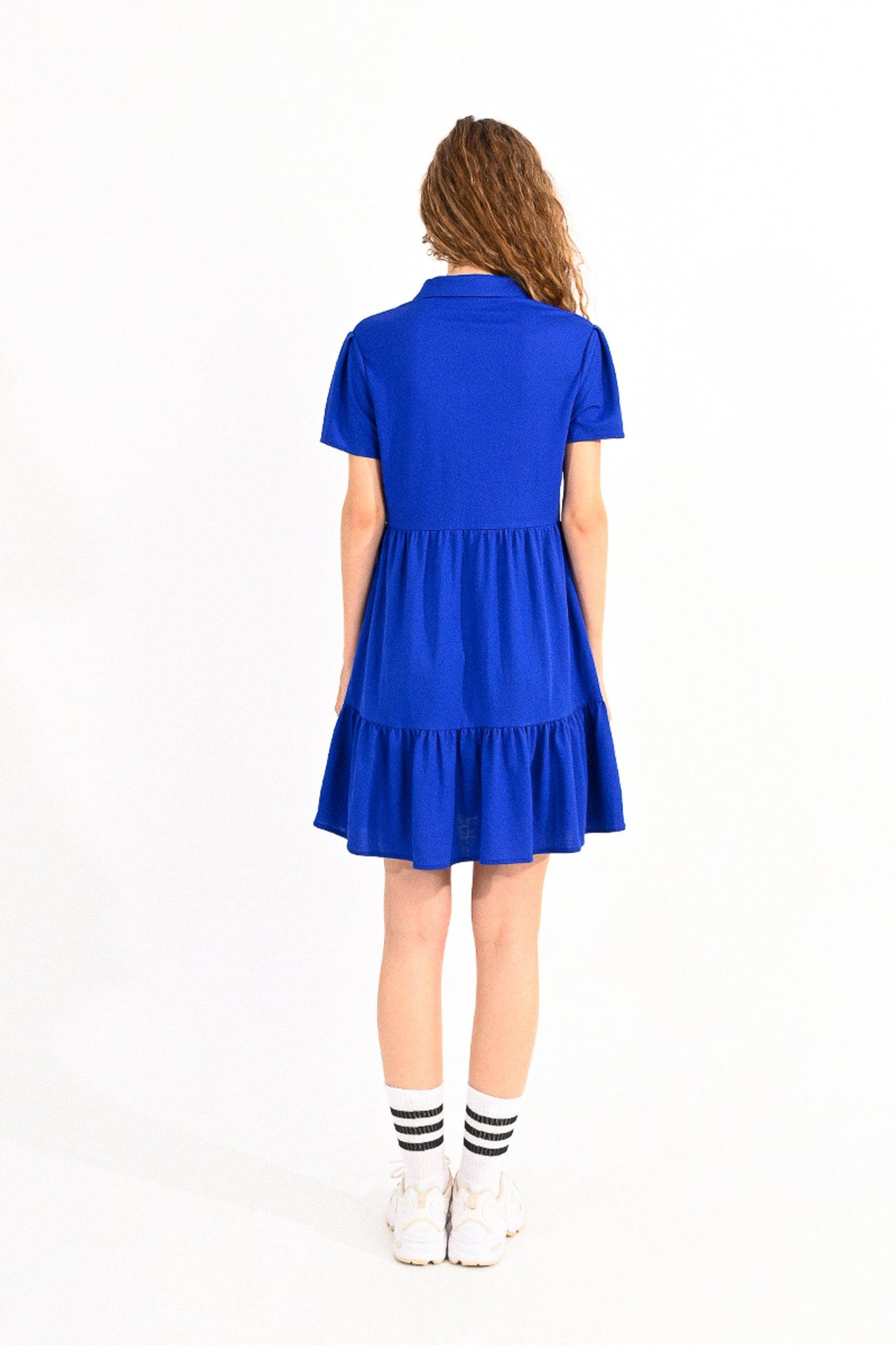 Vestido Lili Sidonio Azul Royal Camisero - ECRU