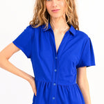 Vestido Lili Sidonio Azul Royal Camisero - ECRU