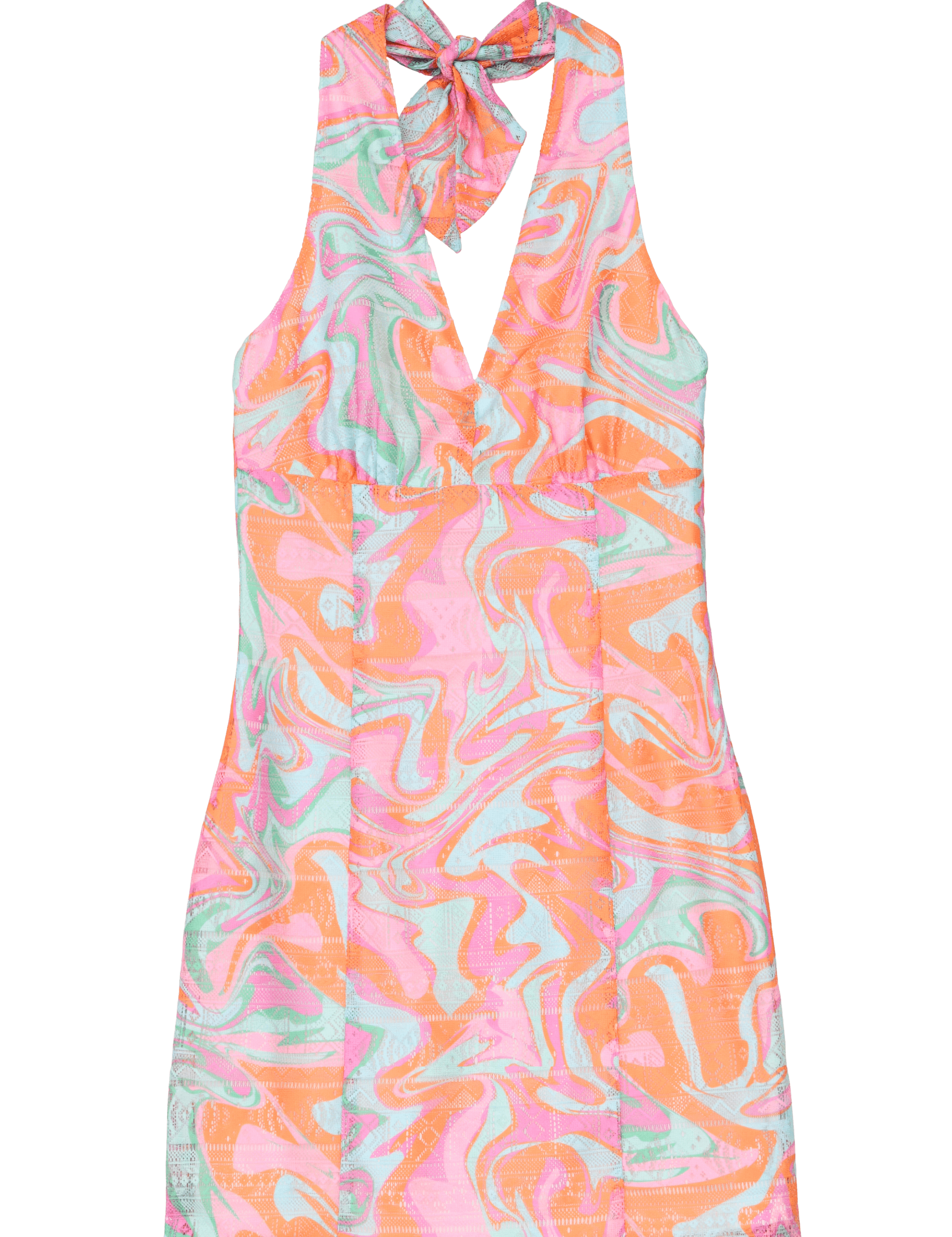 Vestido Lili Sidonio Estampado con Escote Halter - ECRU