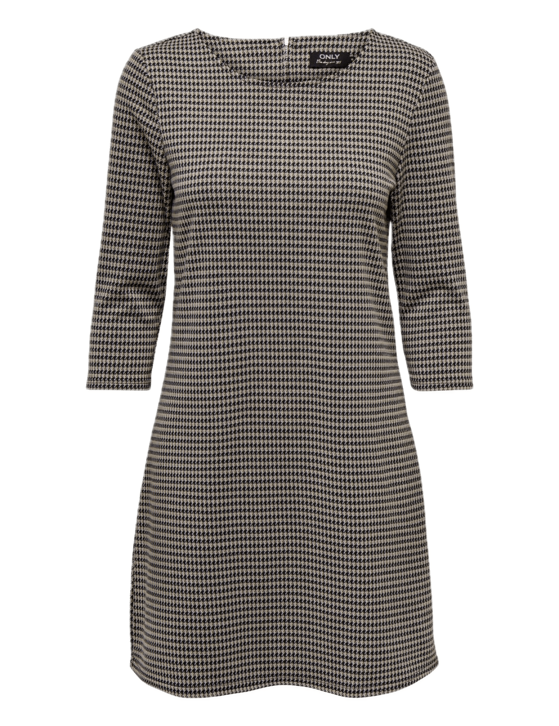 Vestido ONLY Brilliant Black Brown Houndstooth - ECRU