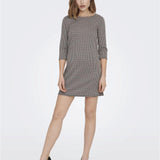 Vestido ONLY Brilliant Black Brown Houndstooth - ECRU