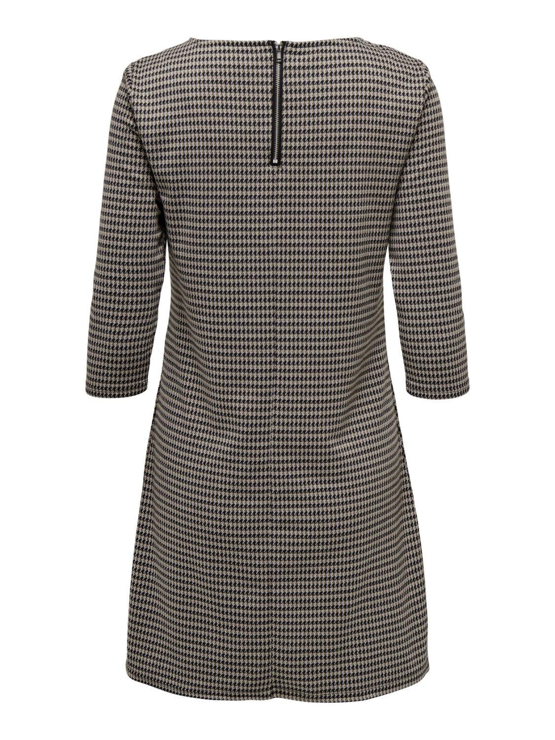 Vestido ONLY Brilliant Black Brown Houndstooth - ECRU