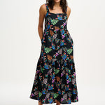 Vestido Sugarhill Charlotte Maxi Black Rainbow Toucans - ECRU