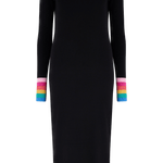 Vestido Sugarhill de Punto Liselle Black, Rainbow Stripe Cuffs - ECRU