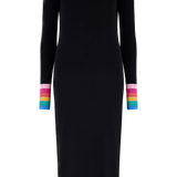 Vestido Sugarhill de Punto Liselle Black, Rainbow Stripe Cuffs - ECRU