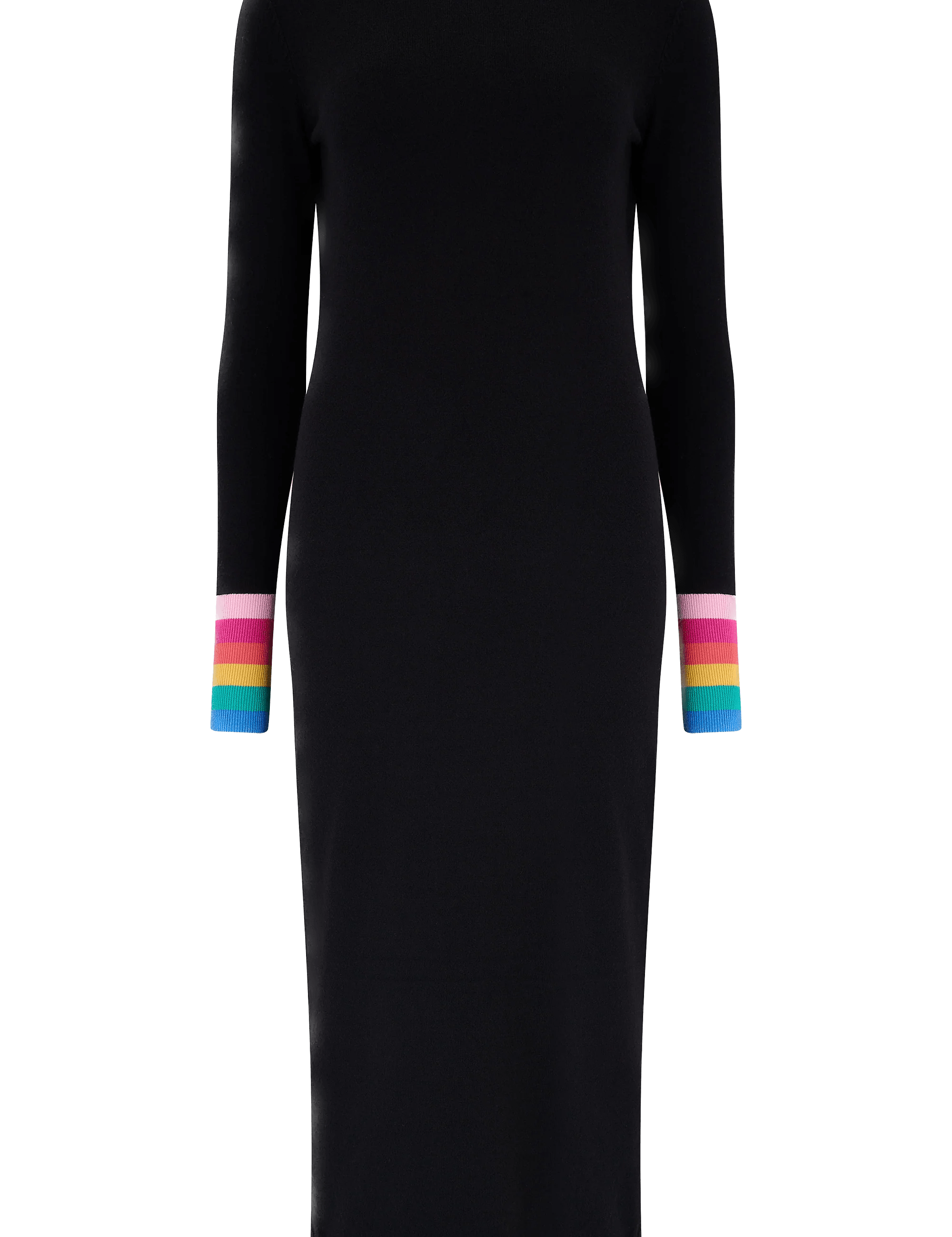 Vestido Sugarhill de Punto Liselle Black, Rainbow Stripe Cuffs - ECRU