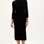 Vestido Sugarhill de Punto Liselle Black, Rainbow Stripe Cuffs - ECRU