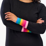 Vestido Sugarhill de Punto Liselle Black, Rainbow Stripe Cuffs - ECRU