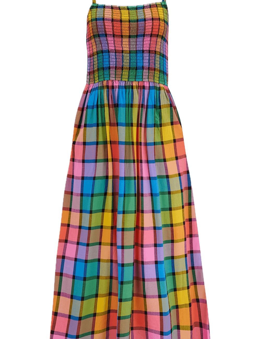 Vestido Sugarhill Denali Midi Multi Summer Rainbow Check - ECRU