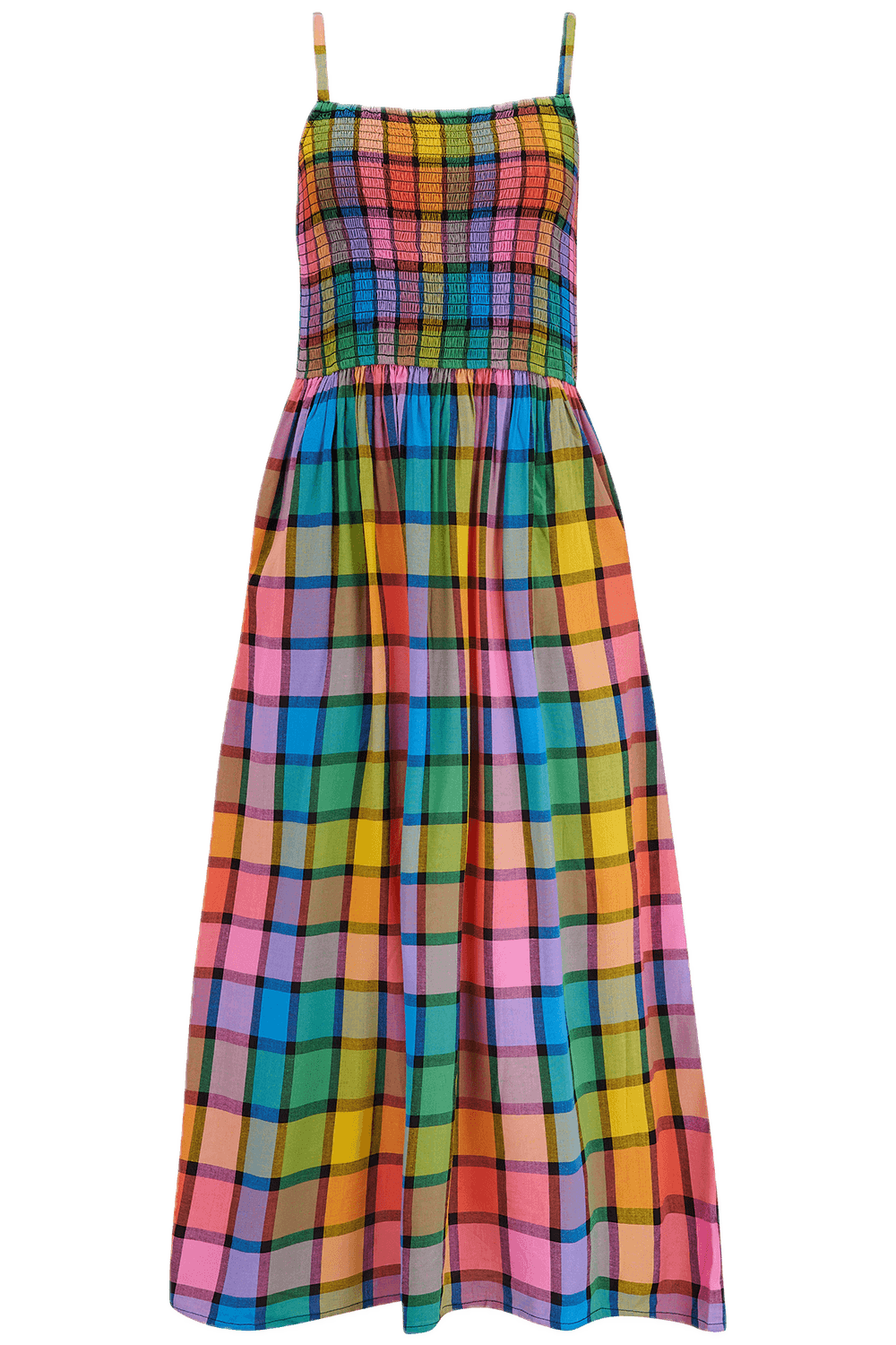 Vestido Sugarhill Denali Midi Multi Summer Rainbow Check - ECRU