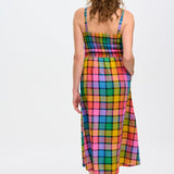 Vestido Sugarhill Denali Midi Multi Summer Rainbow Check - ECRU