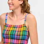 Vestido Sugarhill Denali Midi Multi Summer Rainbow Check - ECRU