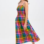 Vestido Sugarhill Denali Midi Multi Summer Rainbow Check - ECRU