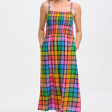 Vestido Sugarhill Denali Midi Multi Summer Rainbow Check - ECRU