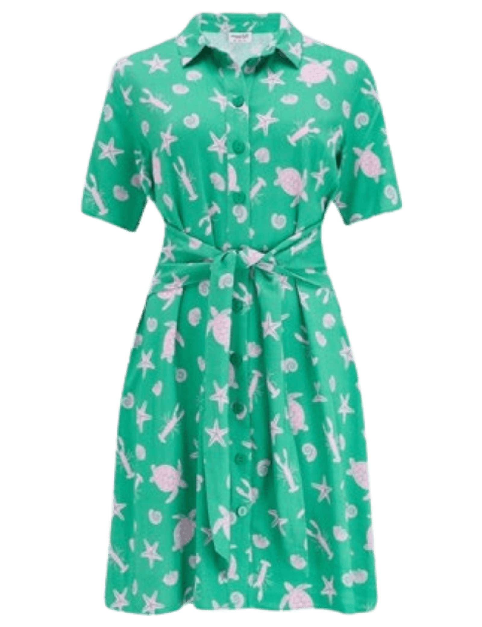 Vestido Sugarhill Dessie Green Pink Sea Cove - ECRU