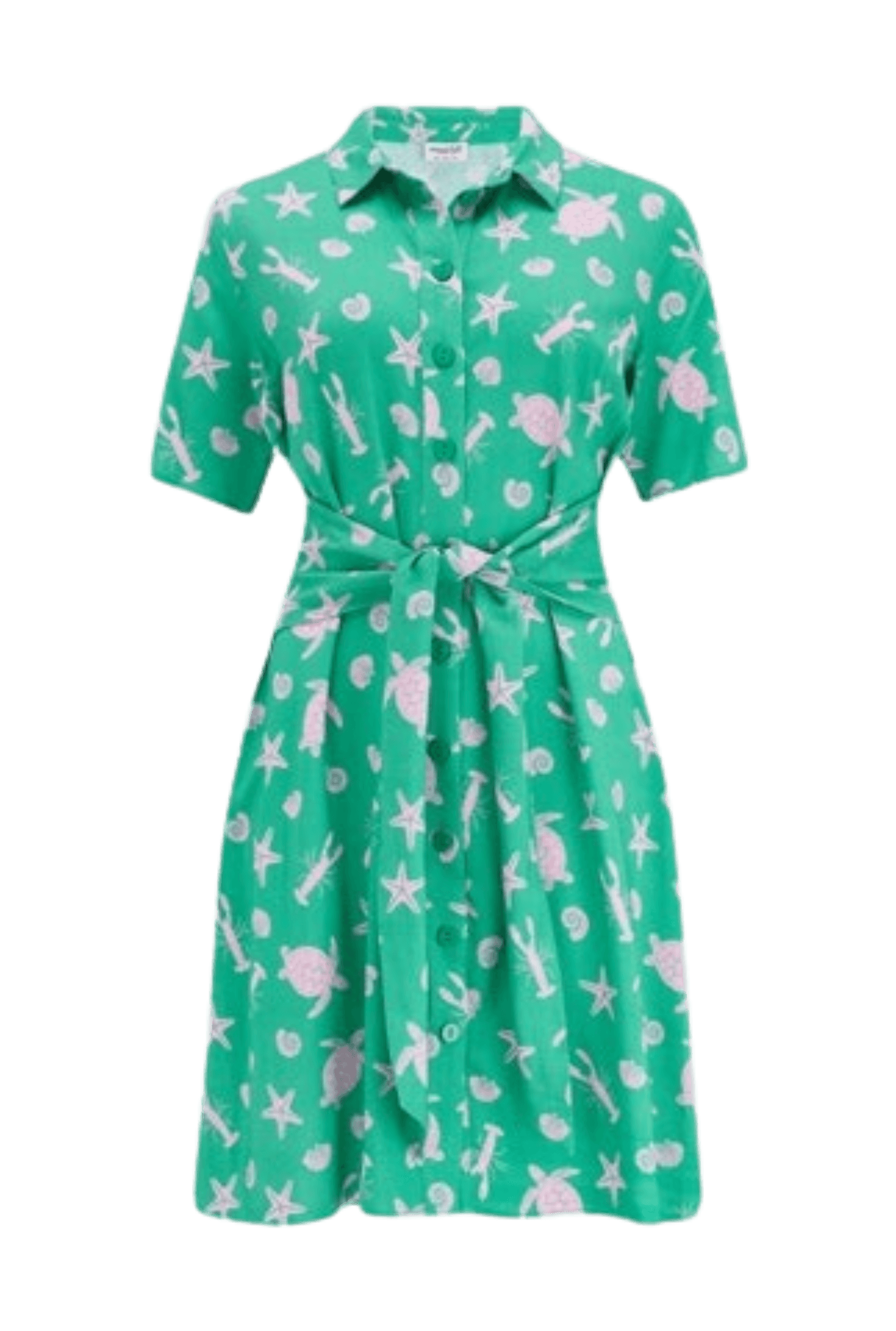 Vestido Sugarhill Dessie Green Pink Sea Cove - ECRU