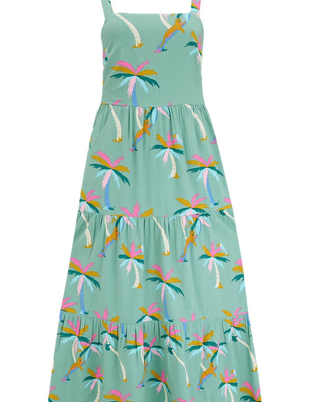 Vestido Sugarhill Elora Green Rainbow Palms - ECRU