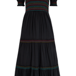 Vestido Sugarhill Harley Midi Negro Rainbow Shirring - ECRU