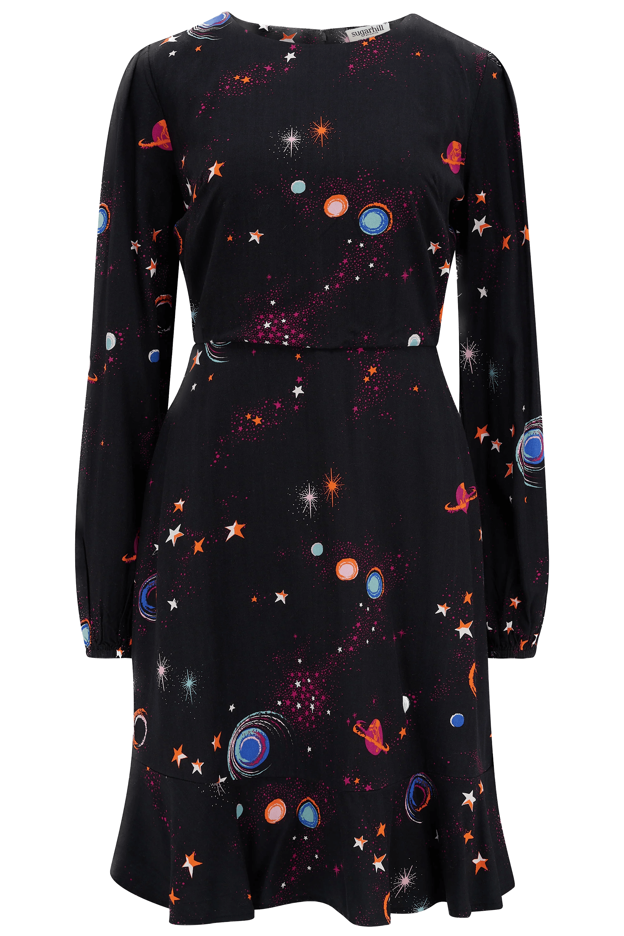 Vestido Sugarhill Juliette Black Colourful Universe - ECRU