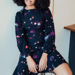 Vestido Sugarhill Juliette Black Colourful Universe - ECRU