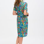 Vestido Sugarhill Justine Camisero Midi Teal Rainbow Jungle - ECRU