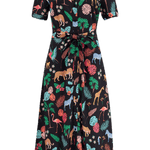 Vestido Sugarhill Lauretta Camisero Black Tropical Safari - ECRU