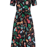 Vestido Sugarhill Lauretta Camisero Black Tropical Safari - ECRU