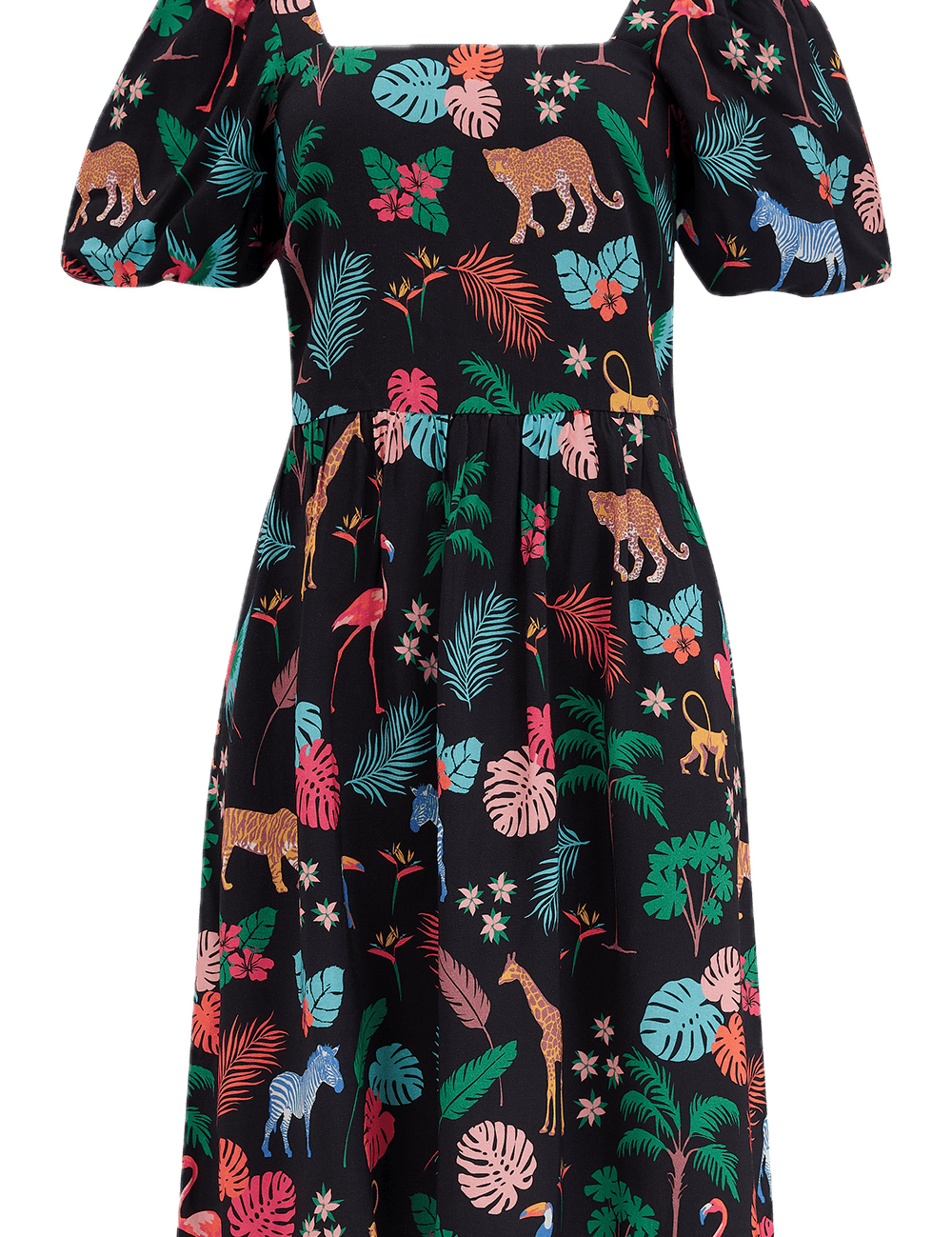 Vestido Sugarhill Lilou Black Tropical Safari - ECRU