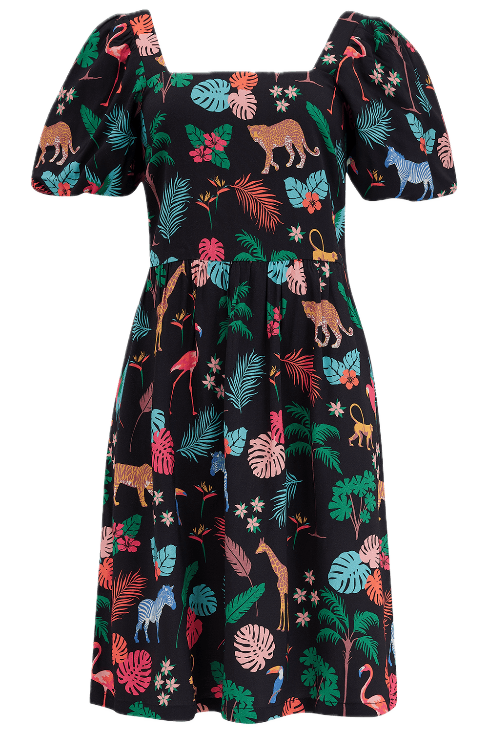 Vestido Sugarhill Lilou Black Tropical Safari - ECRU