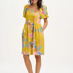 Vestido Sugarhill Lilou Yellow Tropical Fruits - ECRU