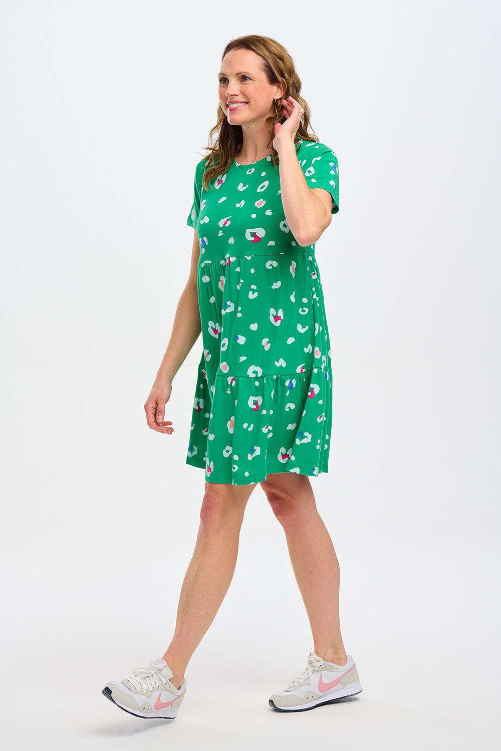 Vestido Sugarhill Raven de Punto Green Colour Pop Leopard - ECRU