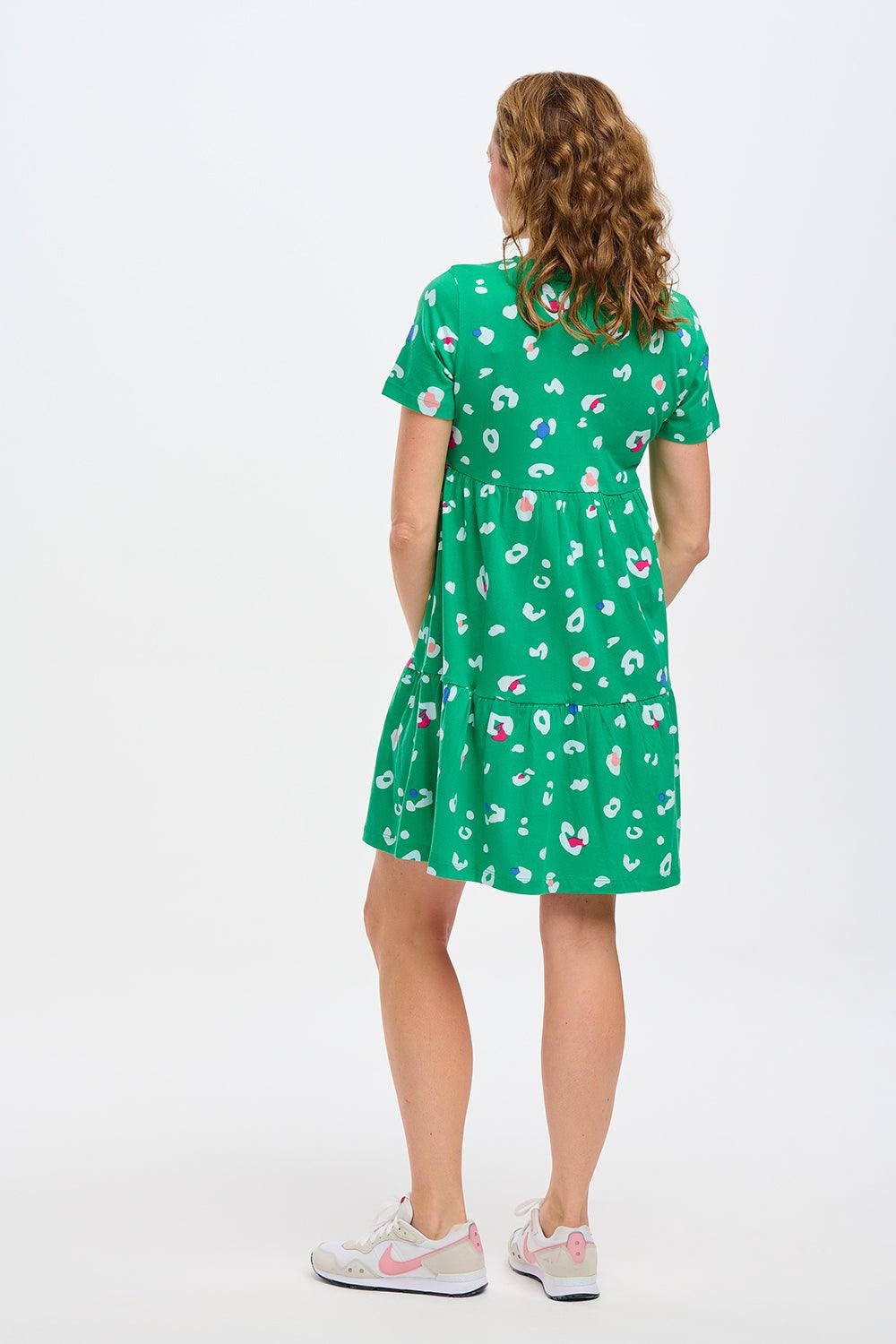 Vestido Sugarhill Raven de Punto Green Colour Pop Leopard - ECRU