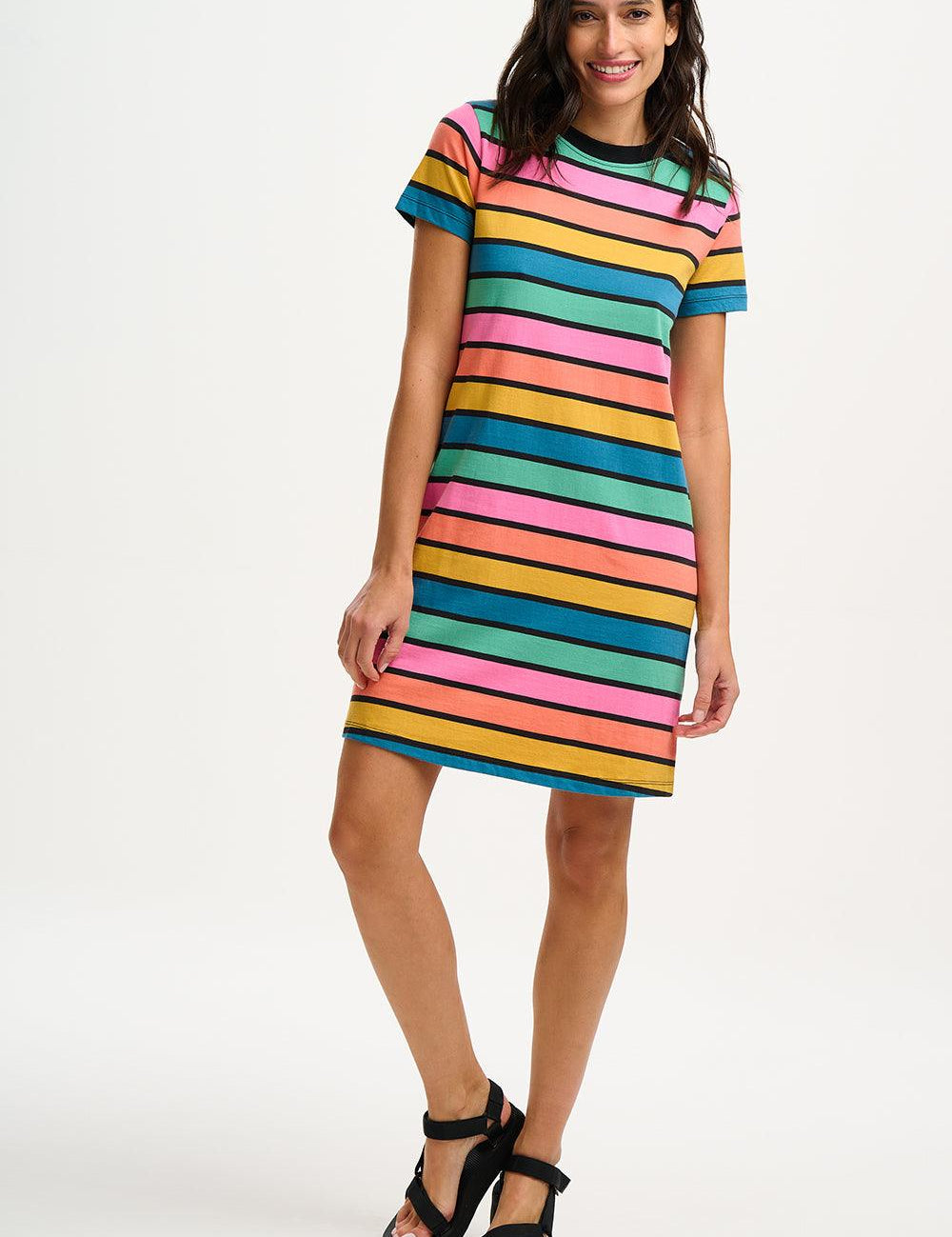 Vestido Sugarhill Sia de Punto Multi Beach Hut Stripes - ECRU