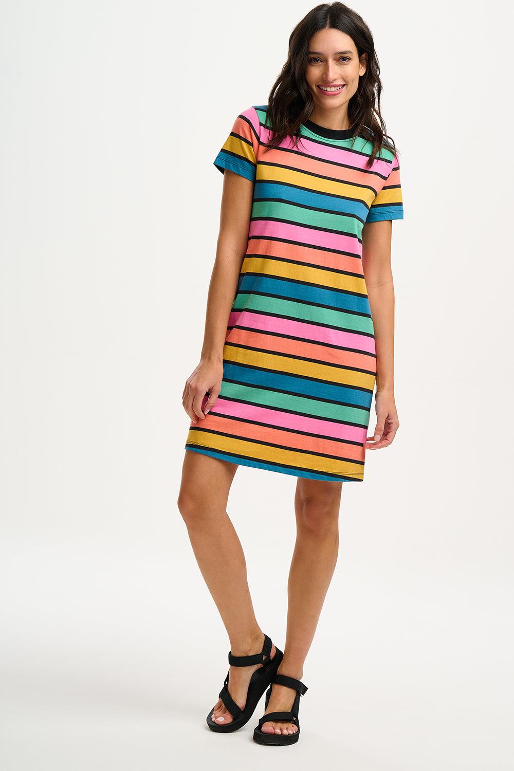 Vestido Sugarhill Sia de Punto Multi Beach Hut Stripes - ECRU